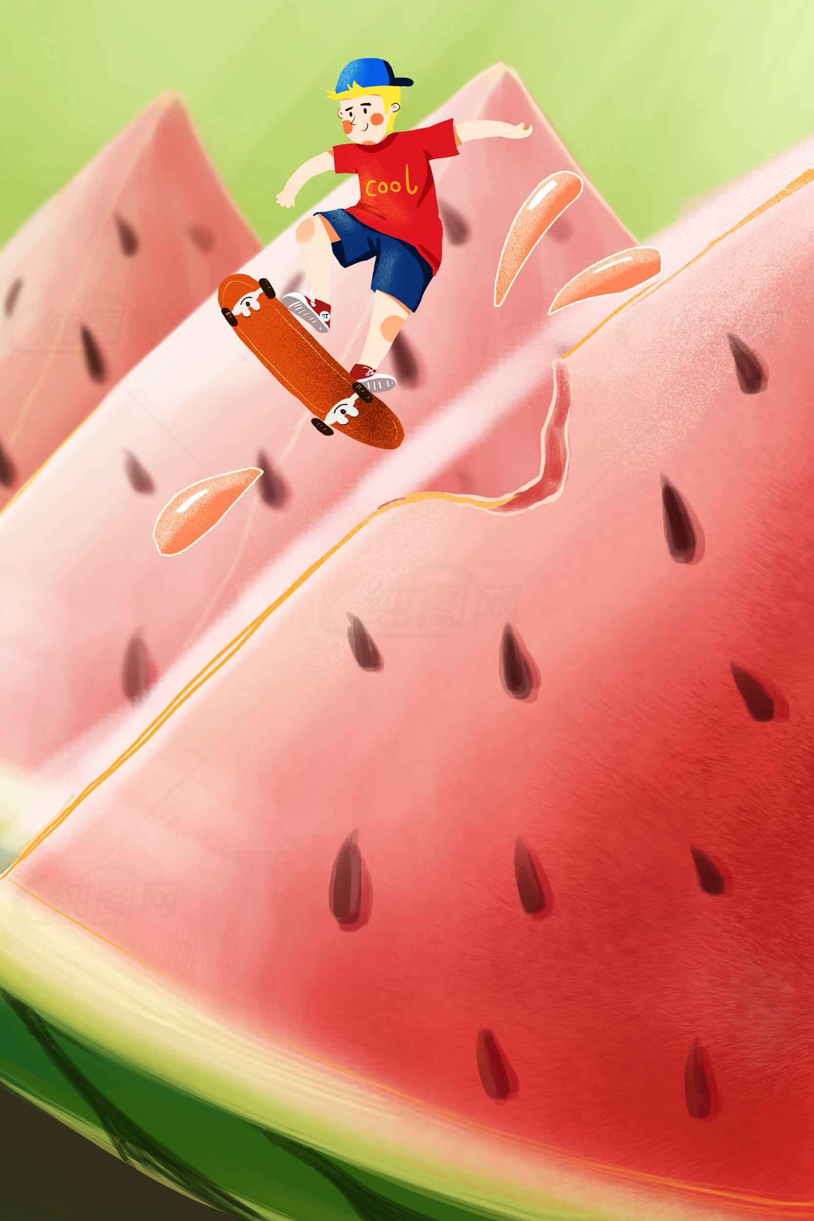 夏日西瓜主题插画设计素材