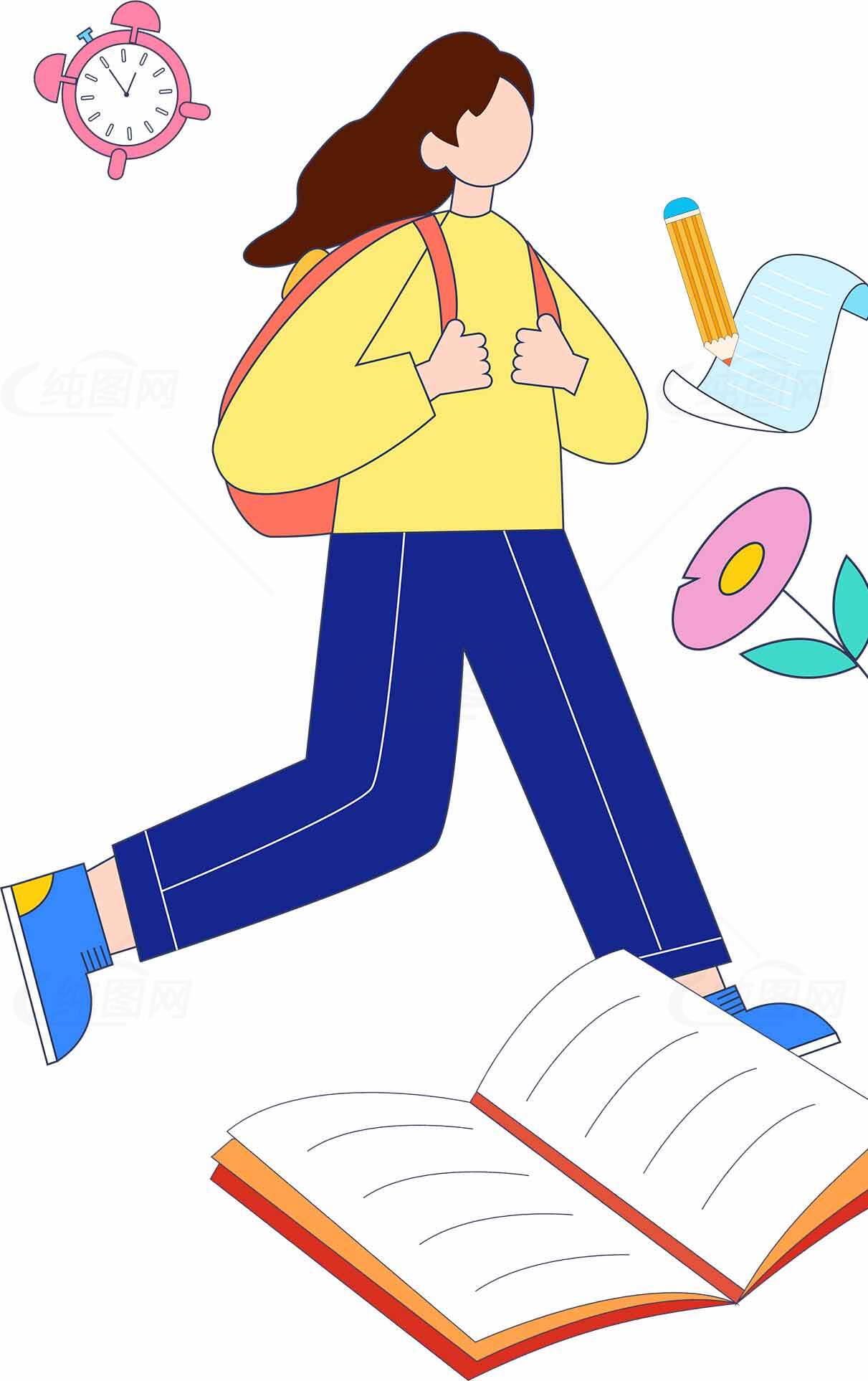 学生学习插画：时间管理与高效学习技巧素材