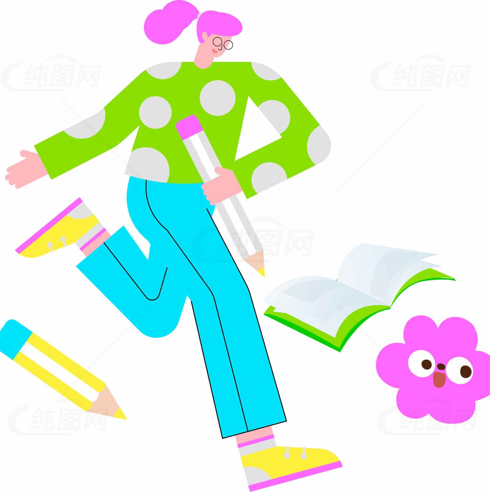 创意插画风格的学习与写作主题设计素材