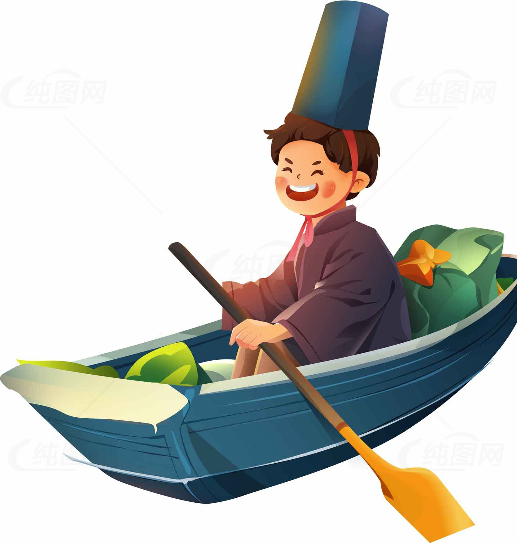 古风小船插画设计素材