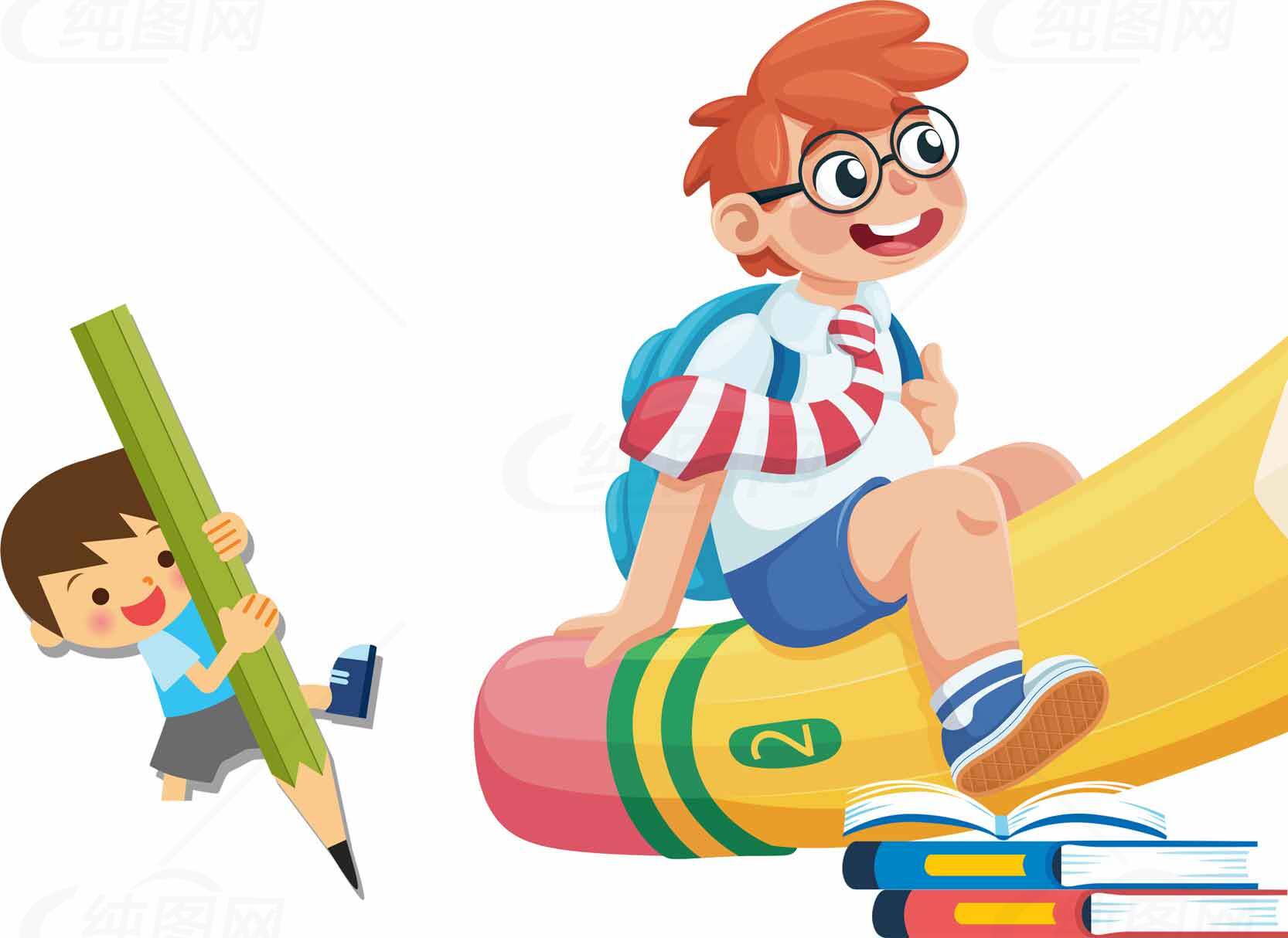 孩子们的学习冒险插画设计素材
