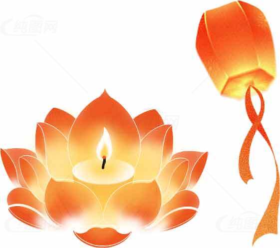 莲花灯与孔明灯的唯美意境图片素材
