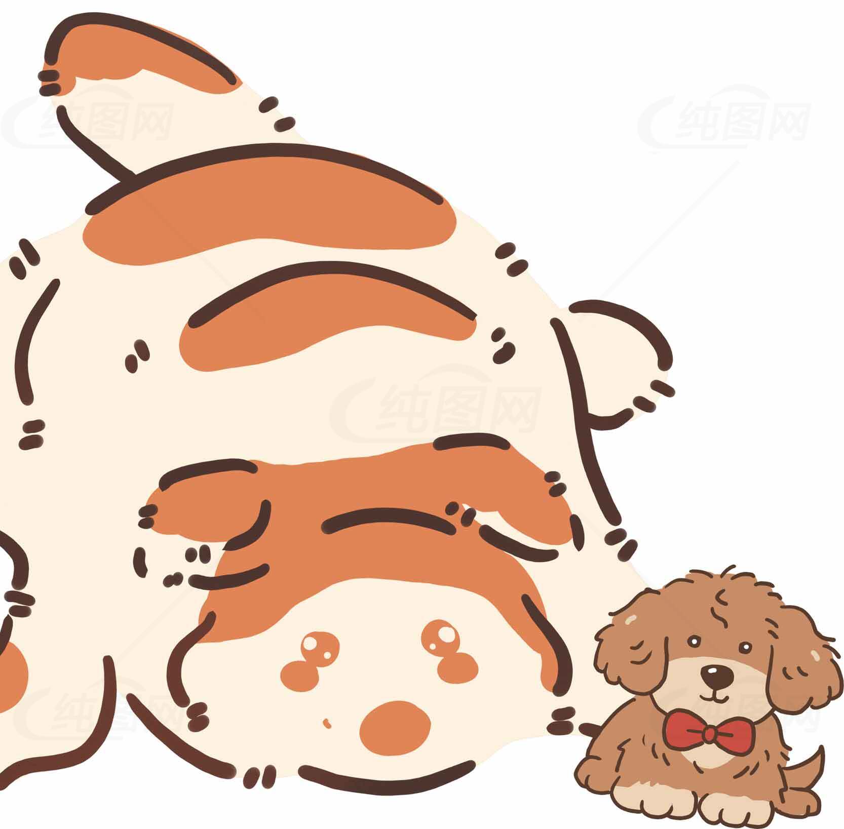 可爱卡通狗狗插画设计素材