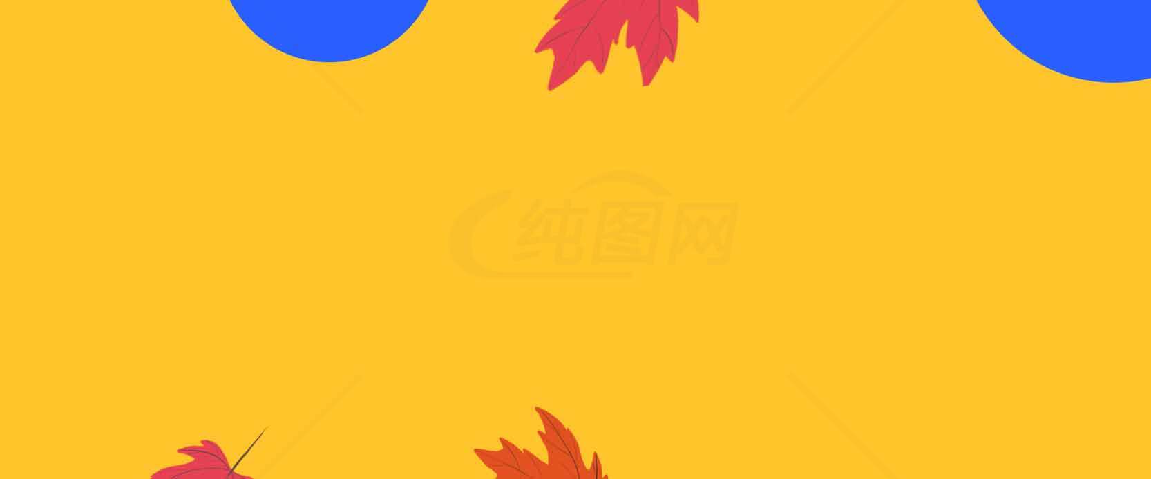 秋季落叶与蓝色点缀的抽象背景设计素材