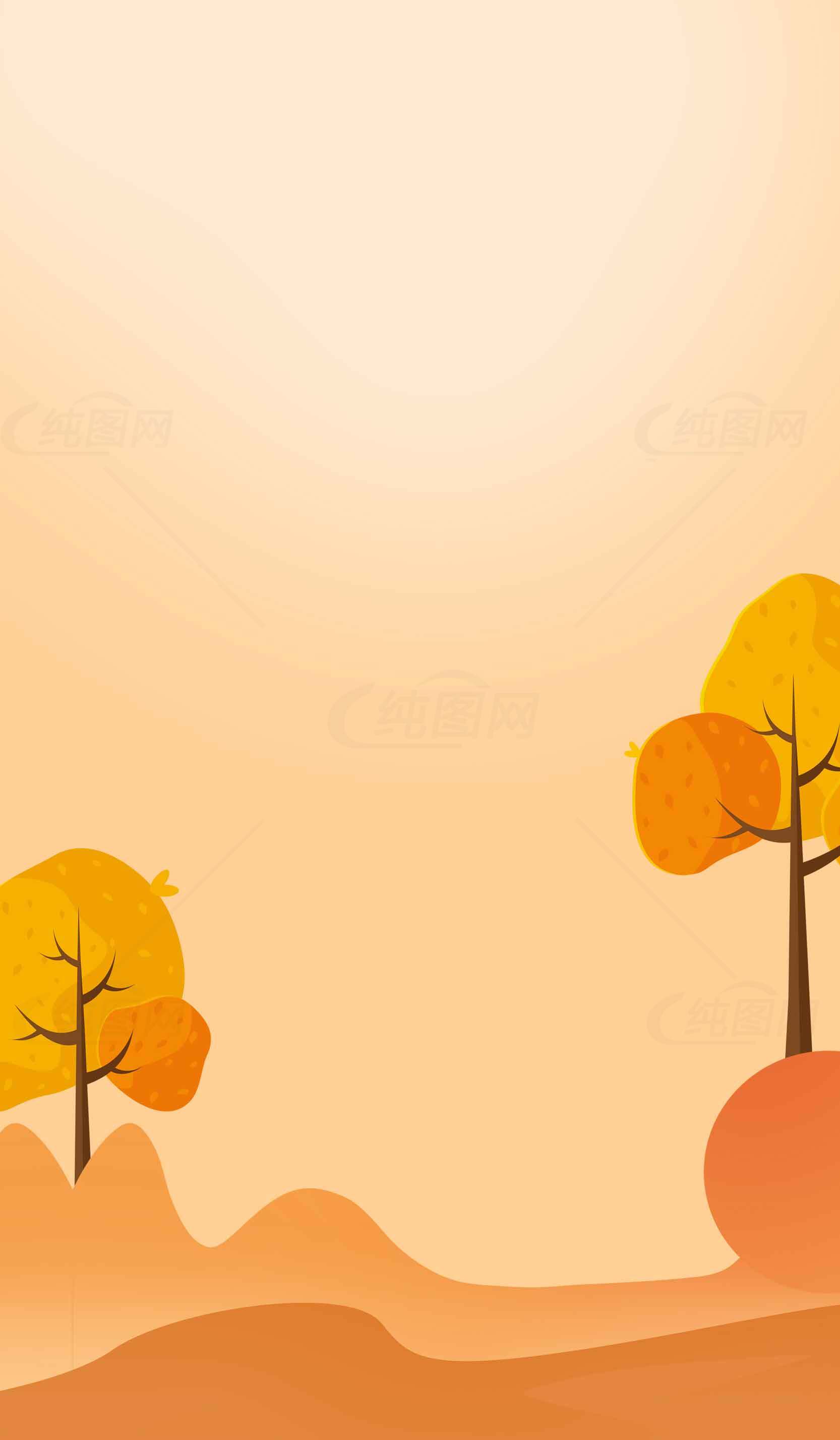 秋季简约风景插画背景图片素材