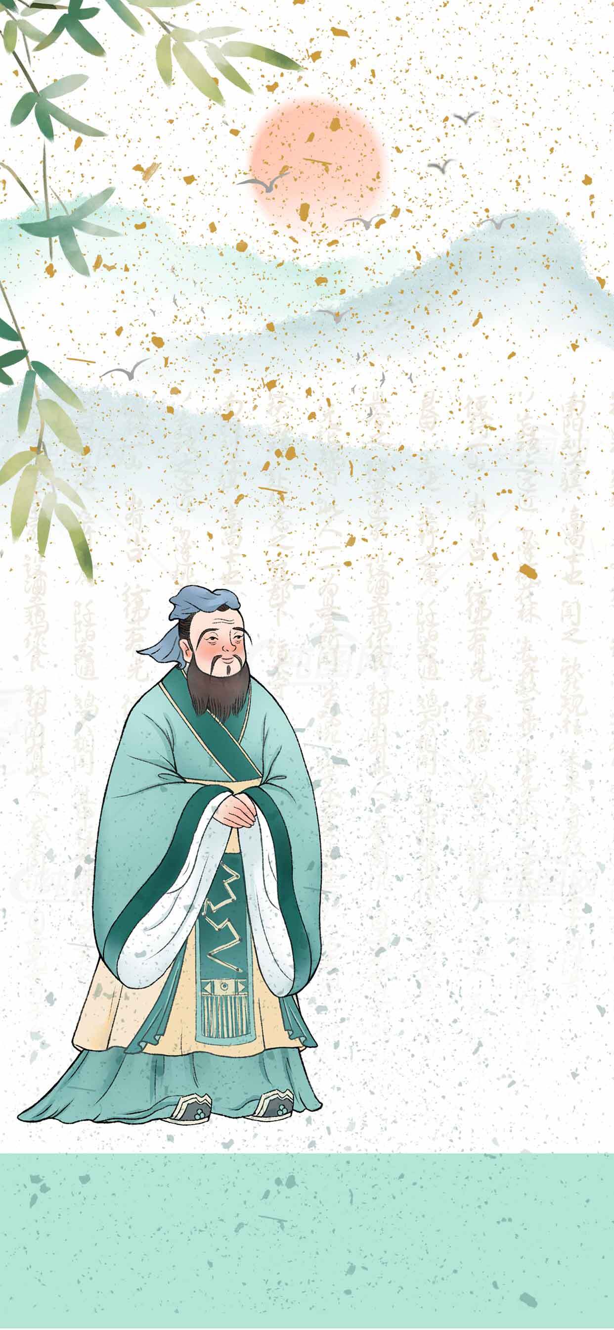 古风插画：青山绿水与传统人物素材