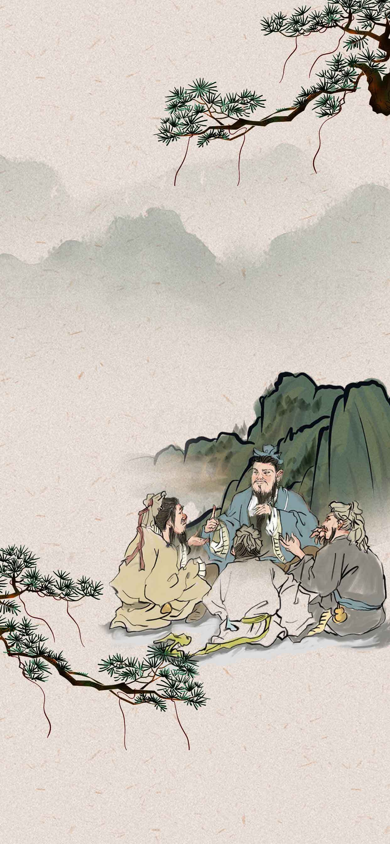 中国古代山水人物画插画欣赏素材
