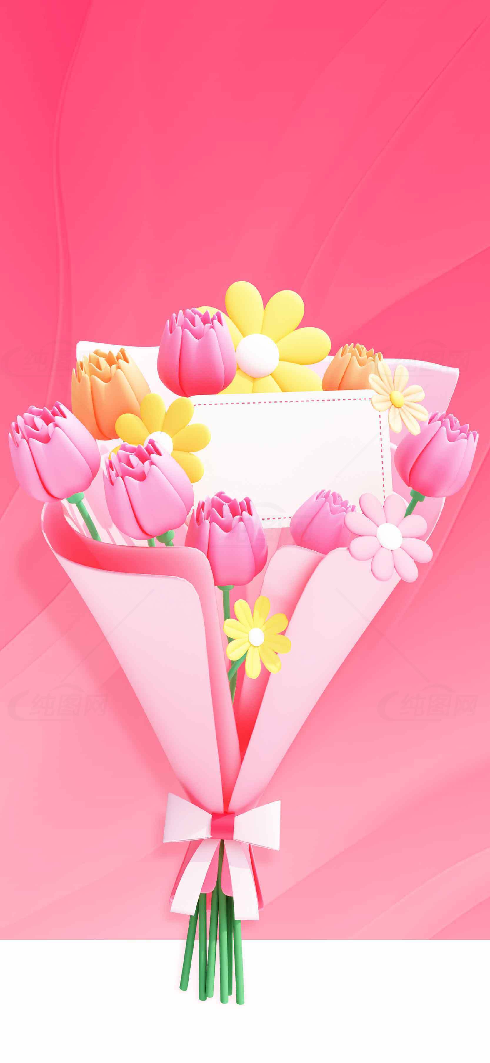 粉色郁金香花束贺卡背景图片素材