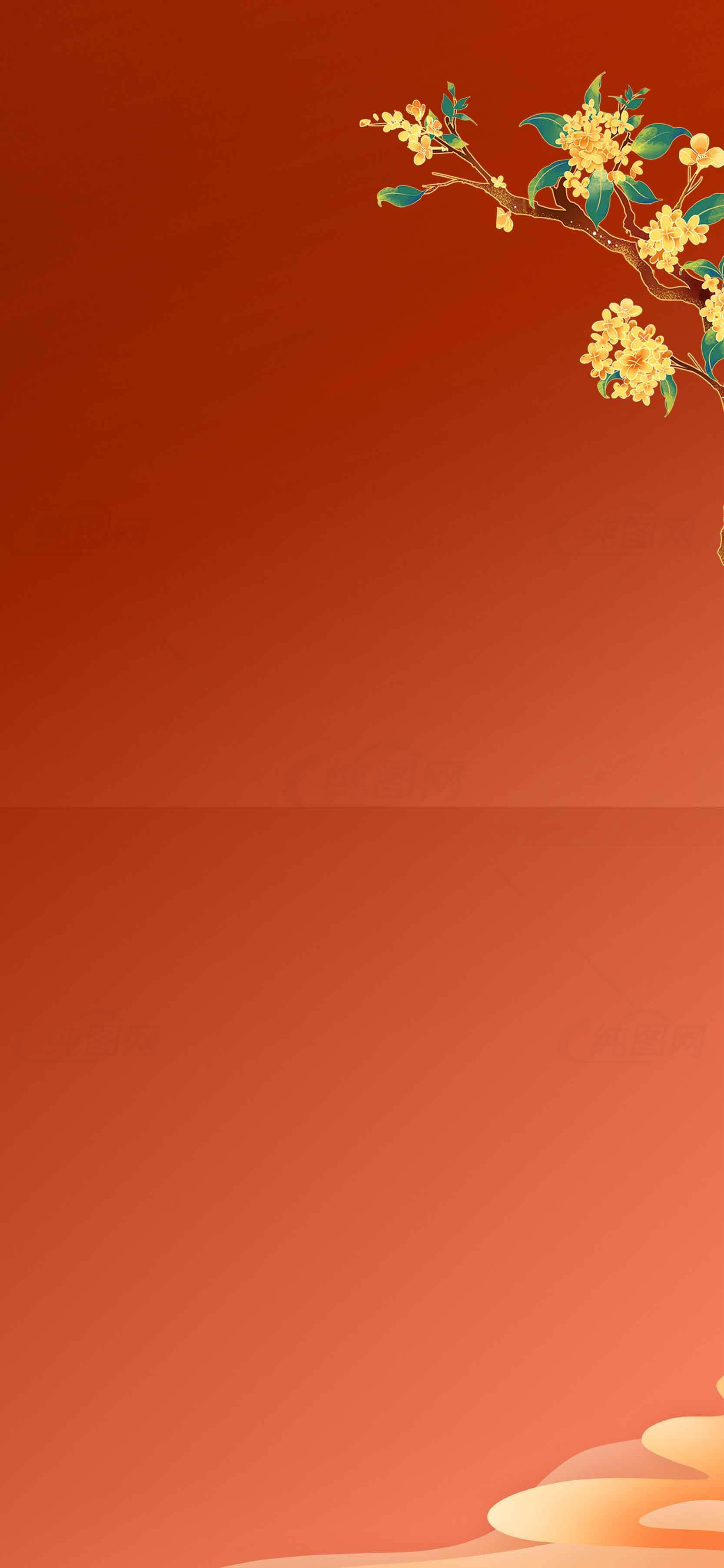 中国风红色背景图片-简约花卉设计素材