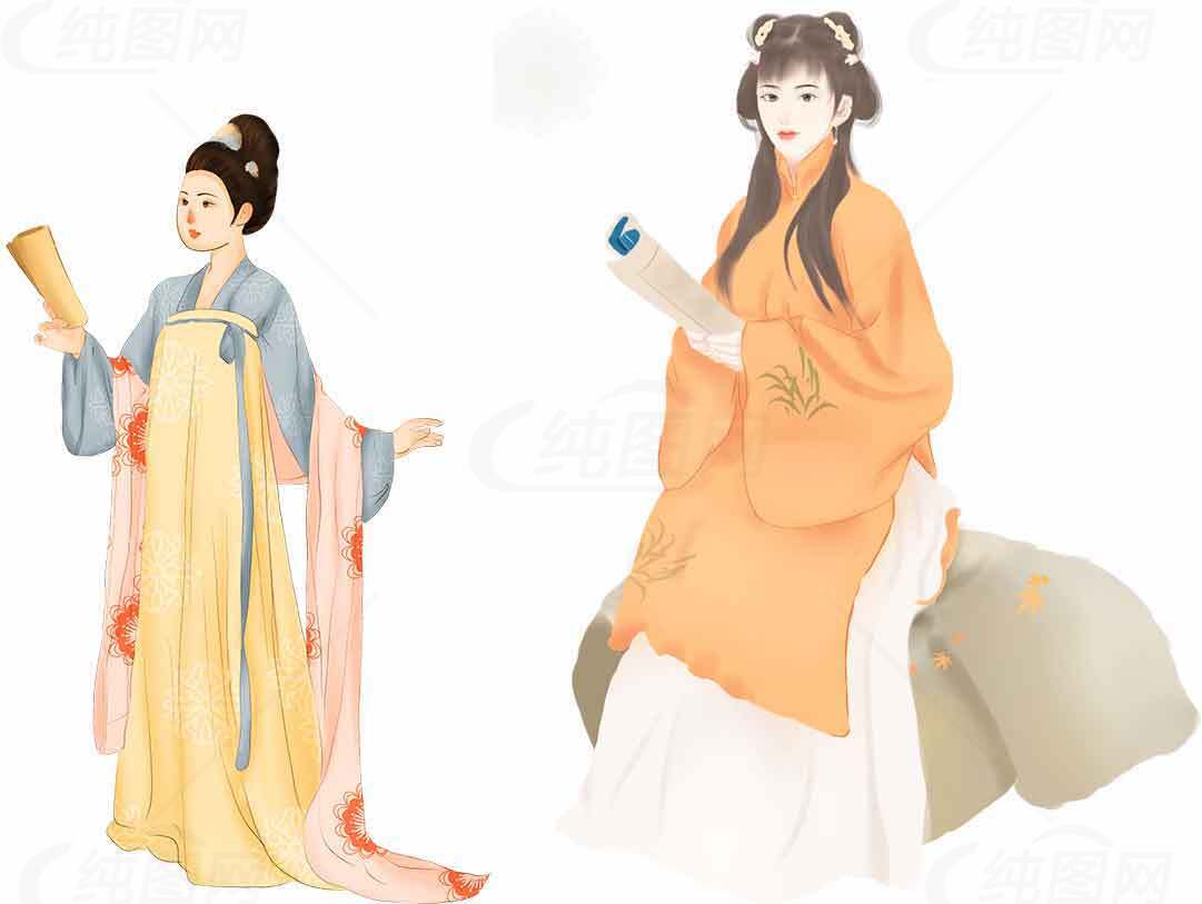 古风仕女插画：传统服饰与优雅气质素材