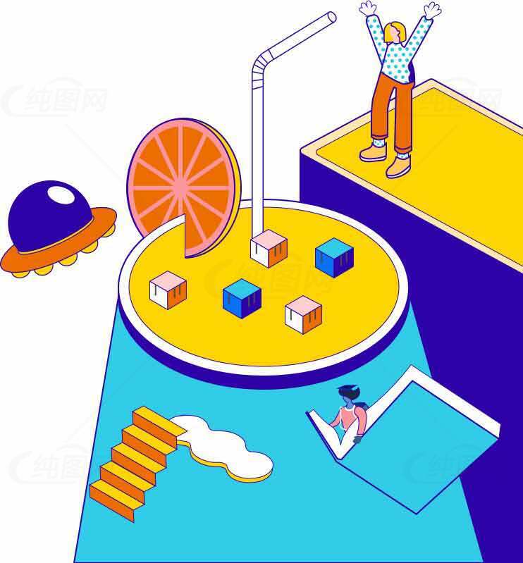 创意插画风格的未来场景设计素材
