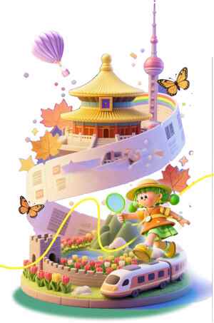 中国文化与现代科技融合的创意插画