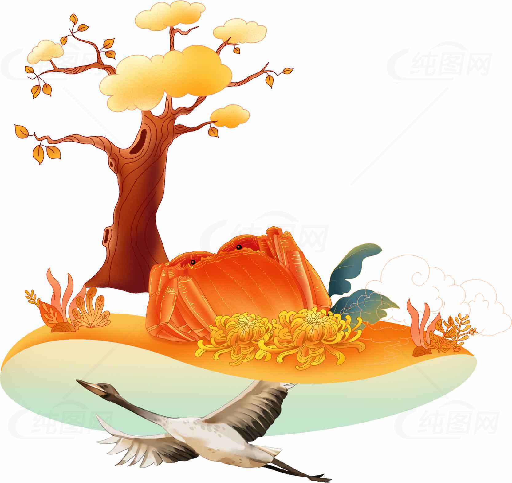 秋季自然风光插画设计素材