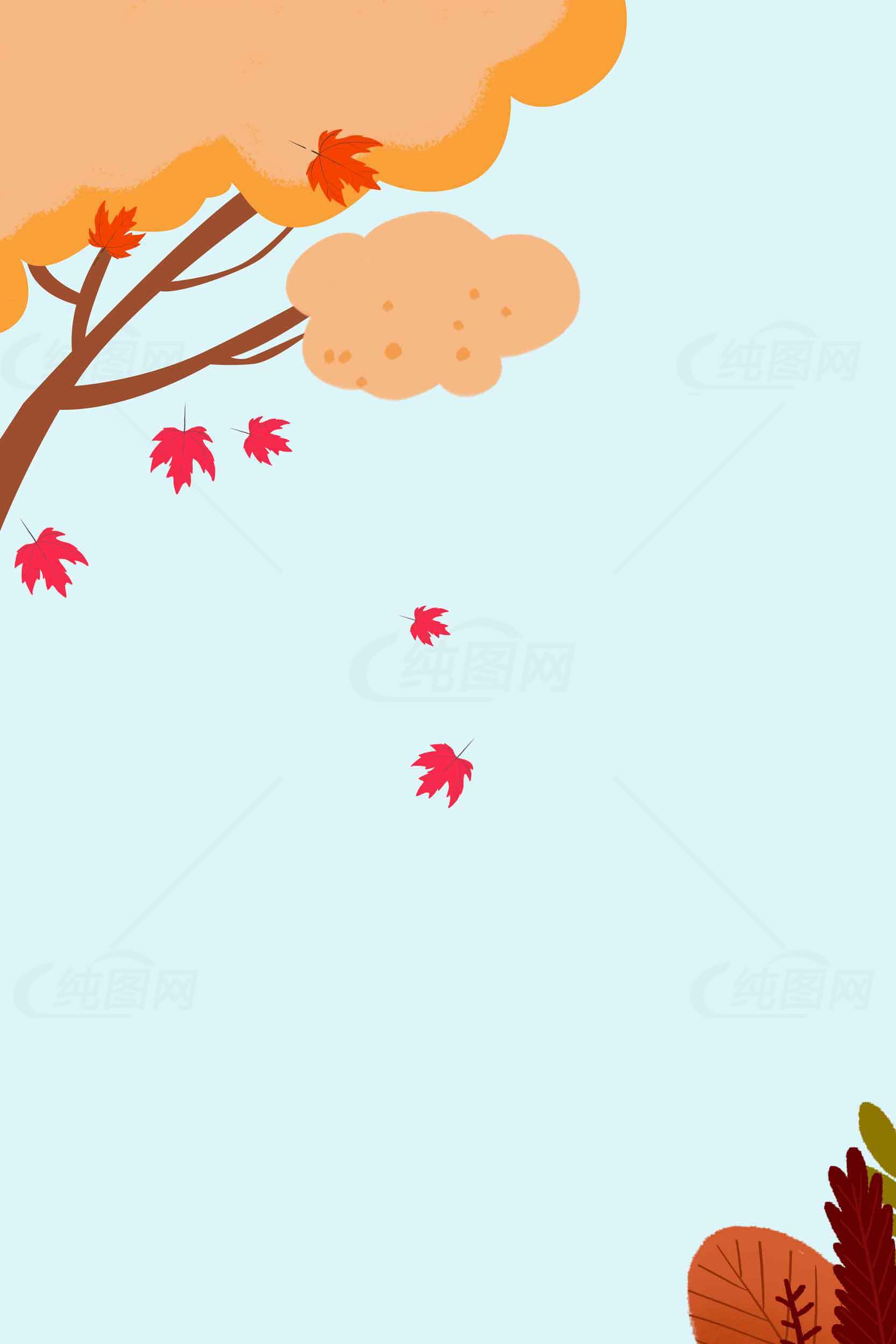 秋季落叶背景插画设计素材