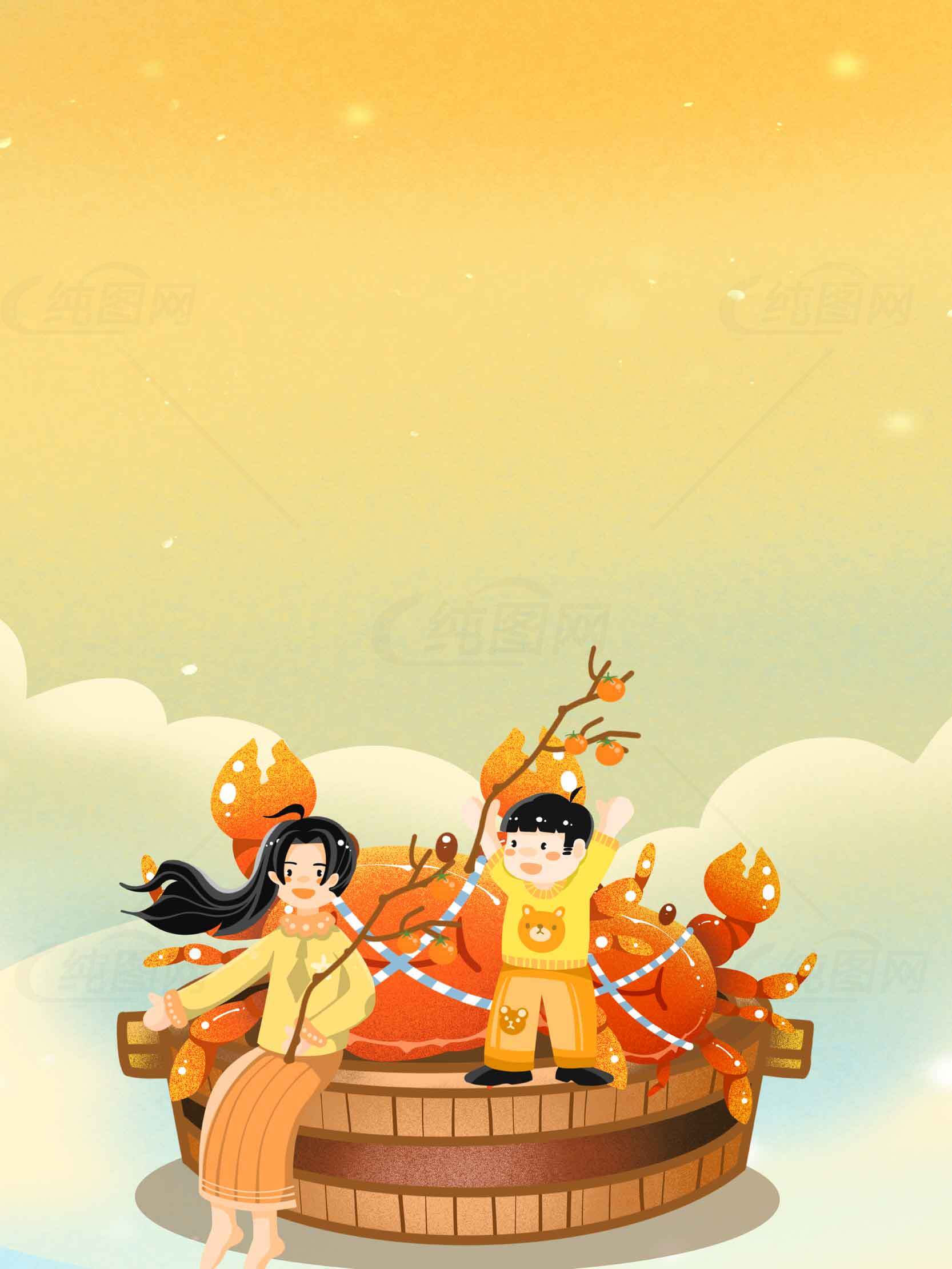 秋季亲子互动插画设计素材