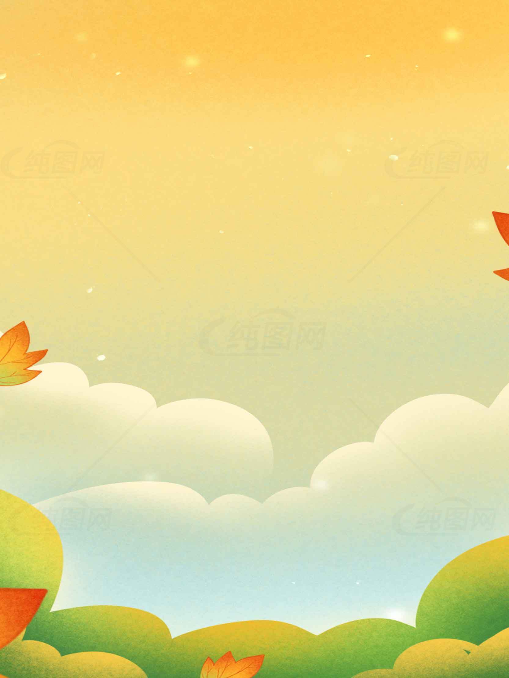秋季卡通风景背景图片素材