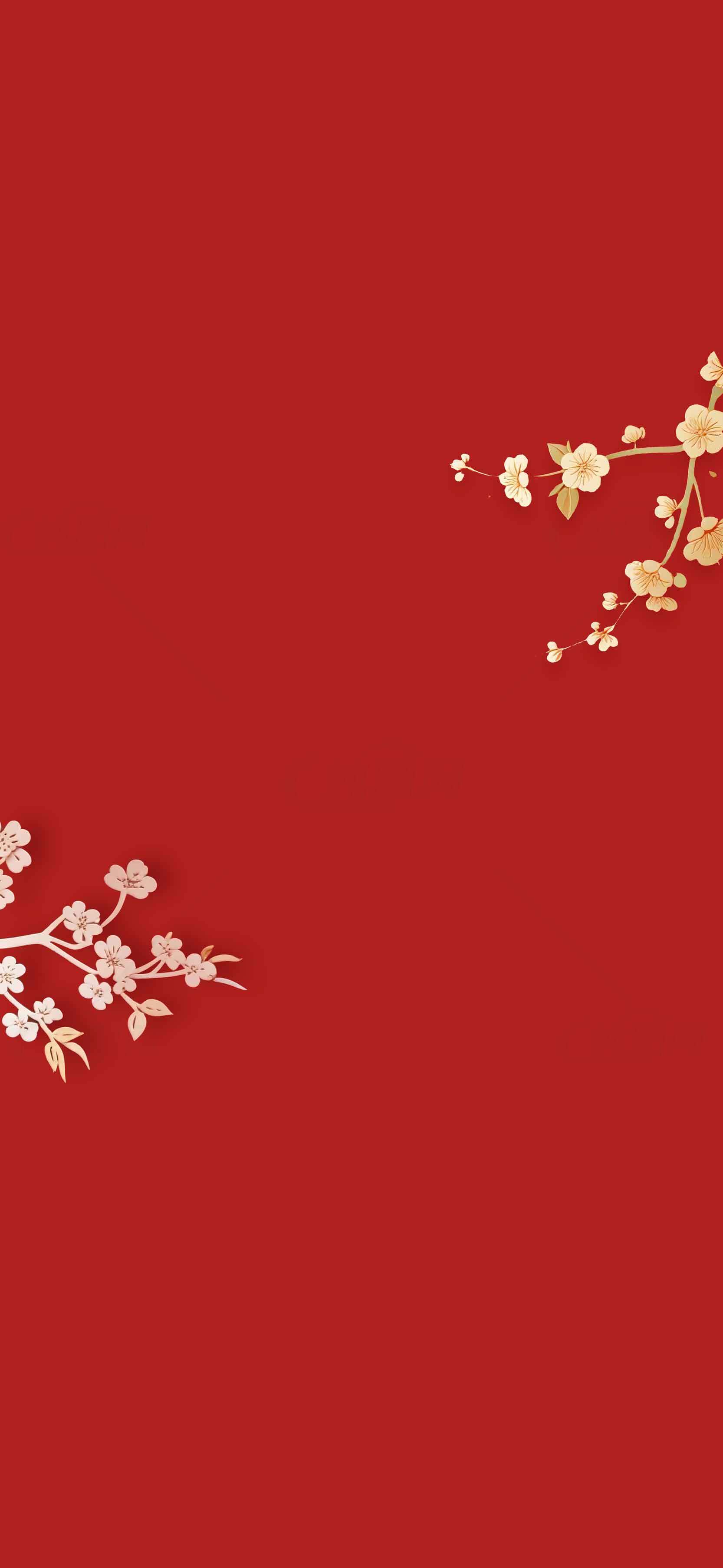 红色背景与花卉装饰的唯美设计图片素材