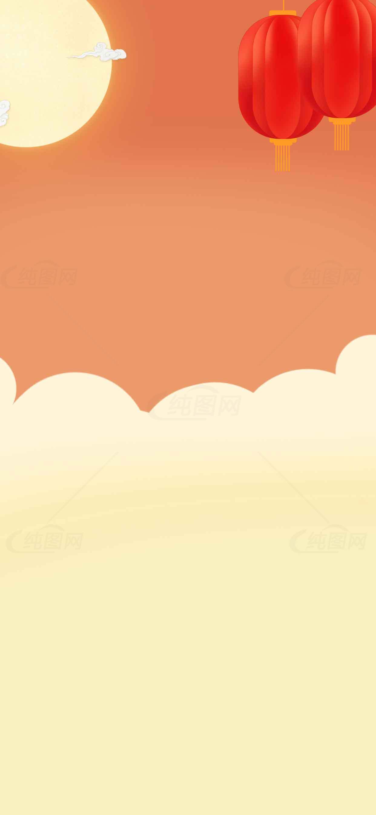 中秋节红灯笼与夕阳背景图片素材