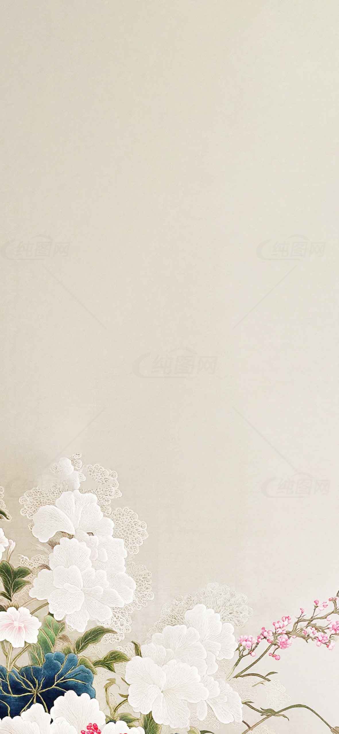 简约中式花卉背景图片素材