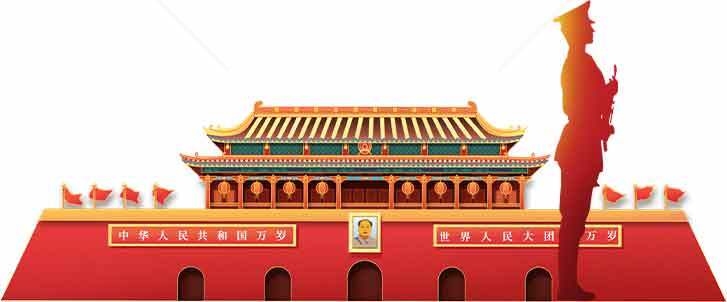 天安门与士兵剪影的红色主题图片素材