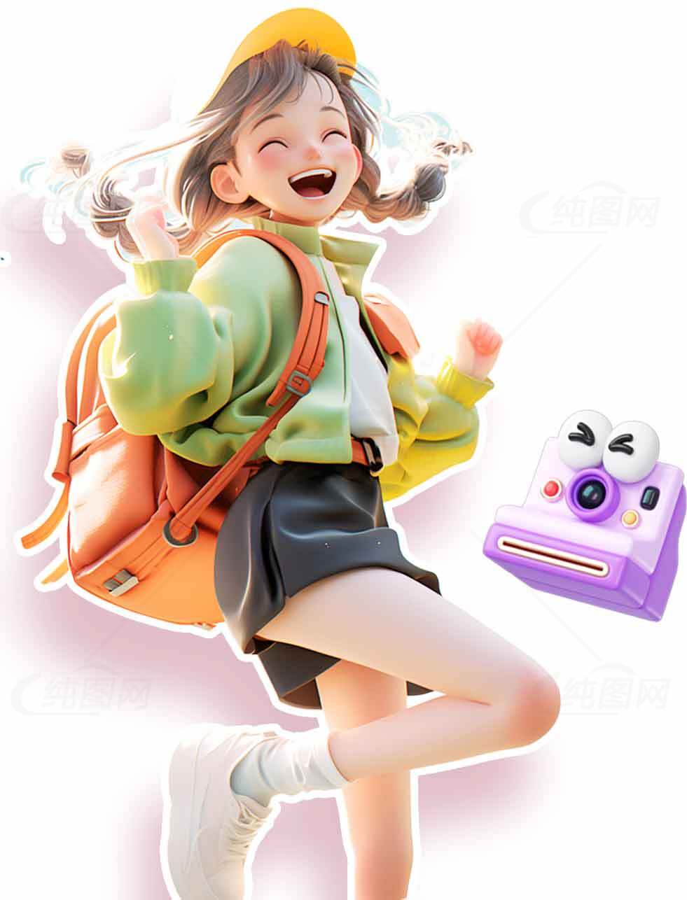青春活力少女风穿搭与可爱拍立得素材