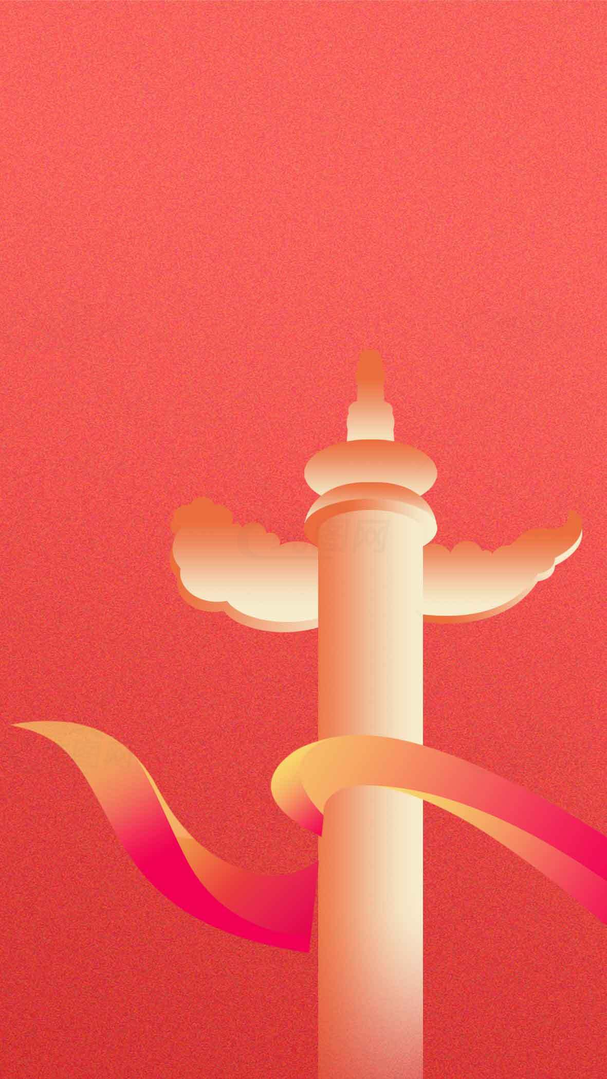 红色主题天安门华表设计图片素材