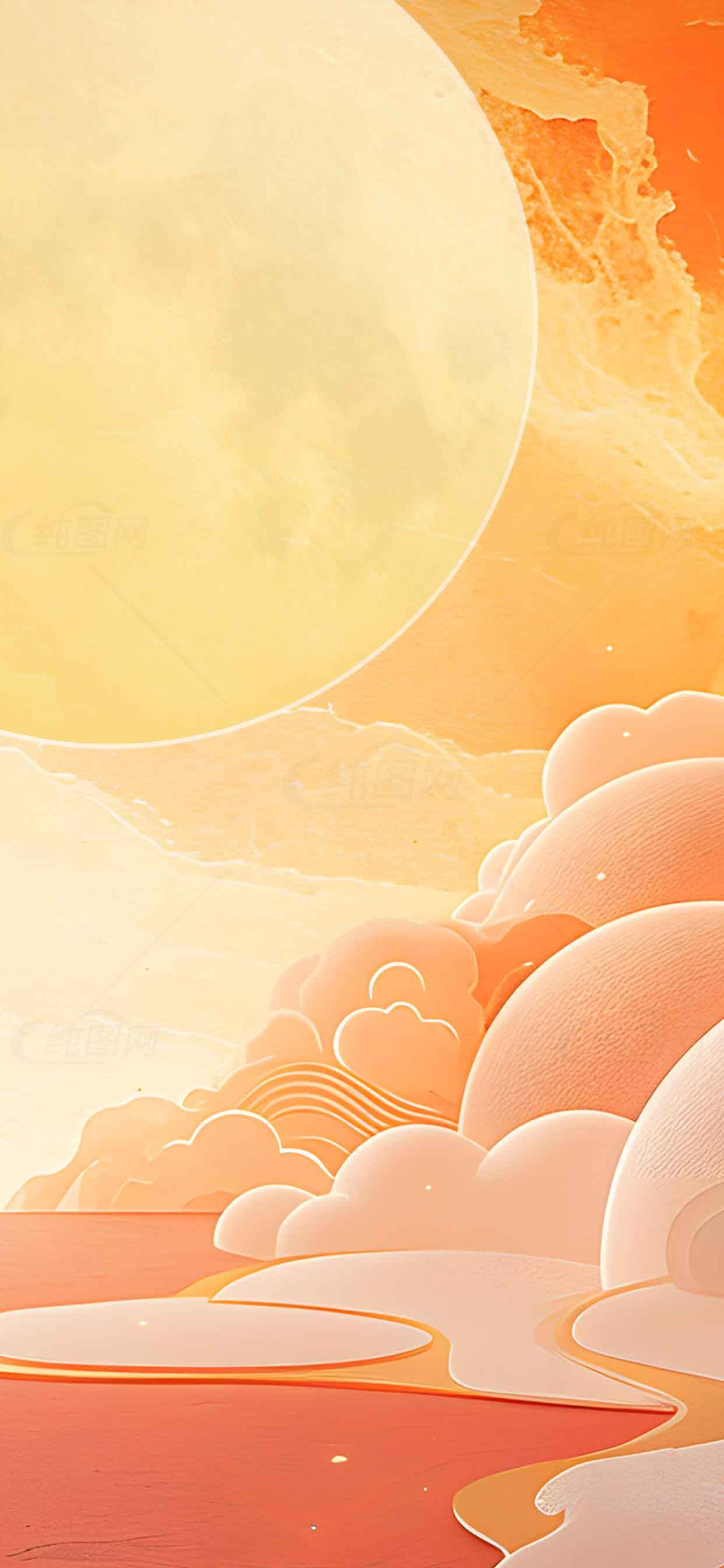 梦幻日落插画背景图片素材