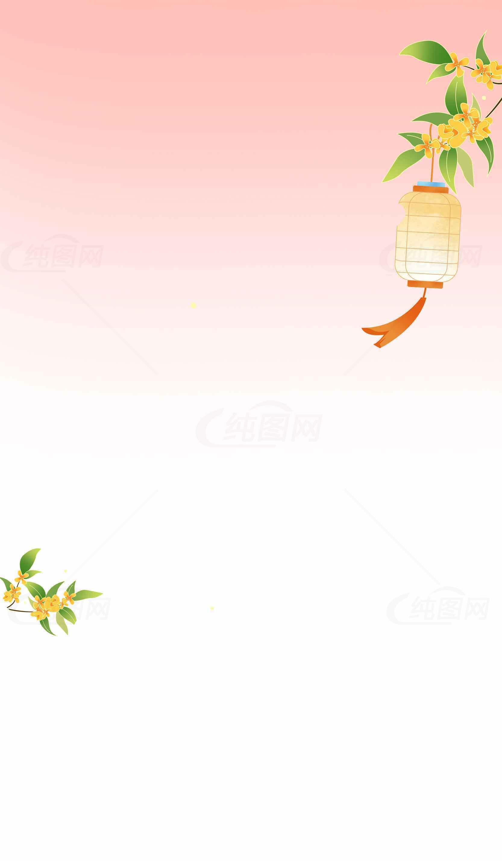 唯美中国风灯笼与花卉背景图片素材