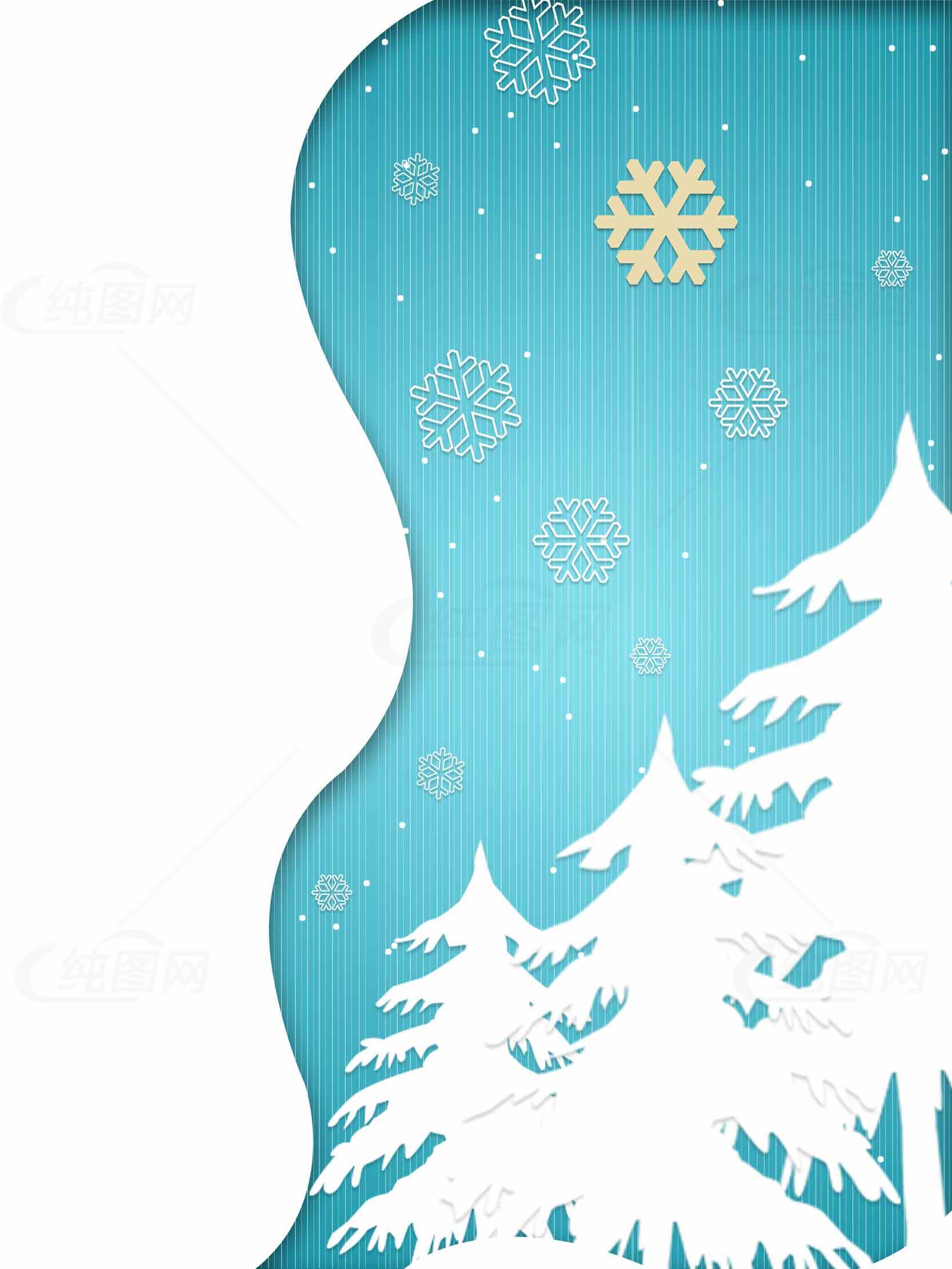 冬季雪景背景设计：蓝色与白色的完美融合素材