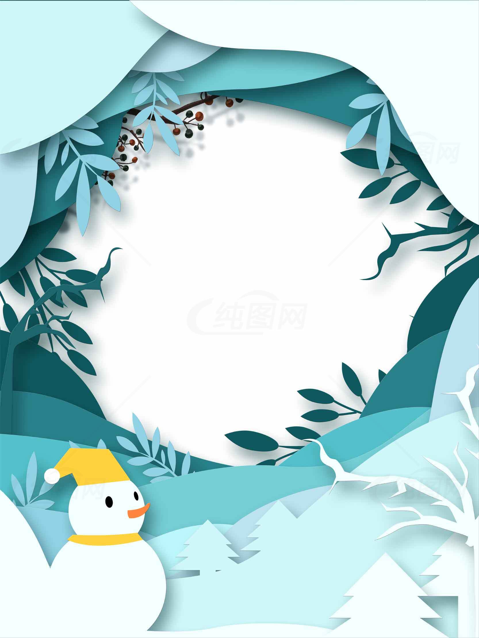 冬季雪人主题背景图片设计素材