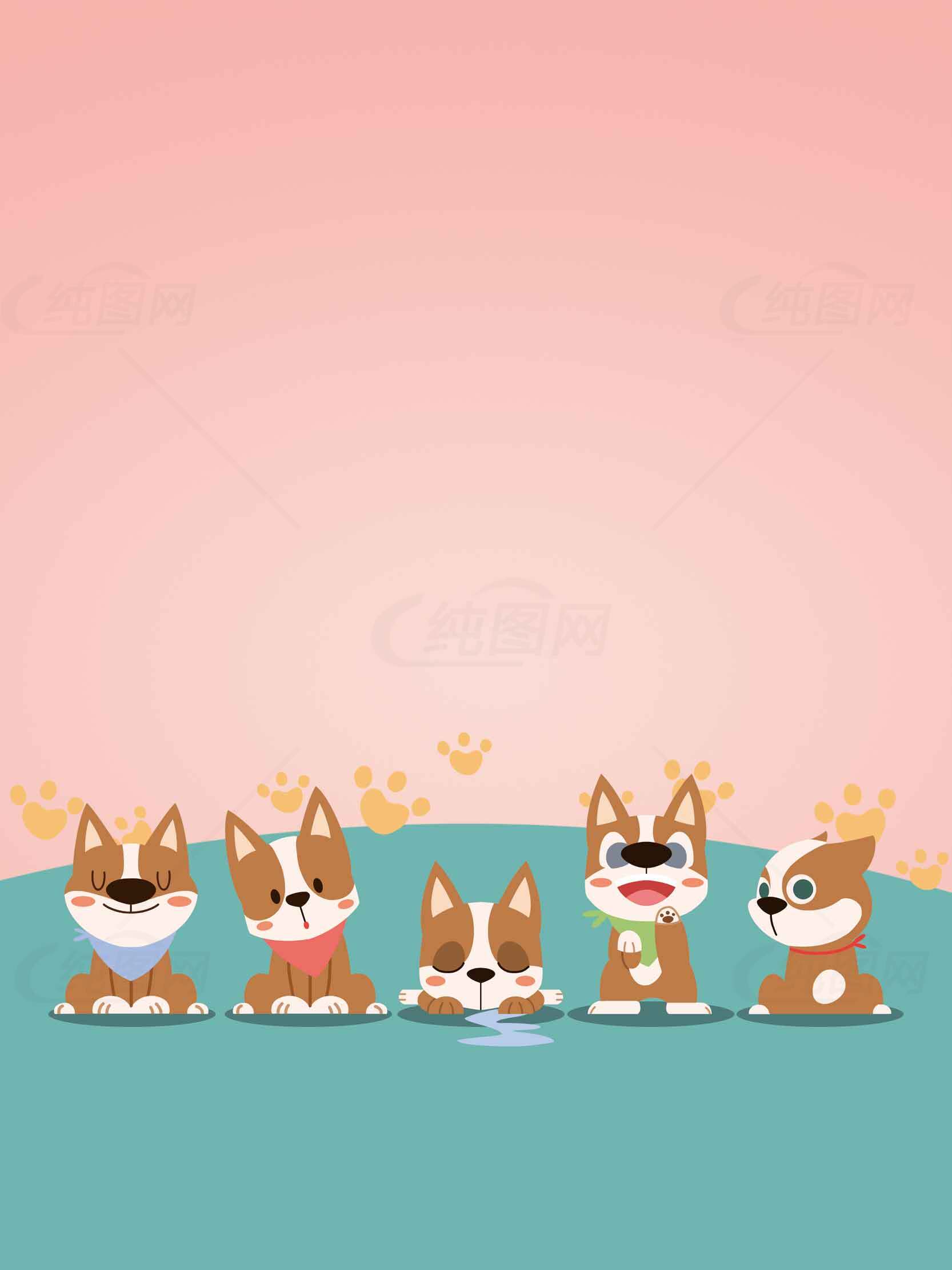 可爱卡通柯基狗插画背景图片素材
