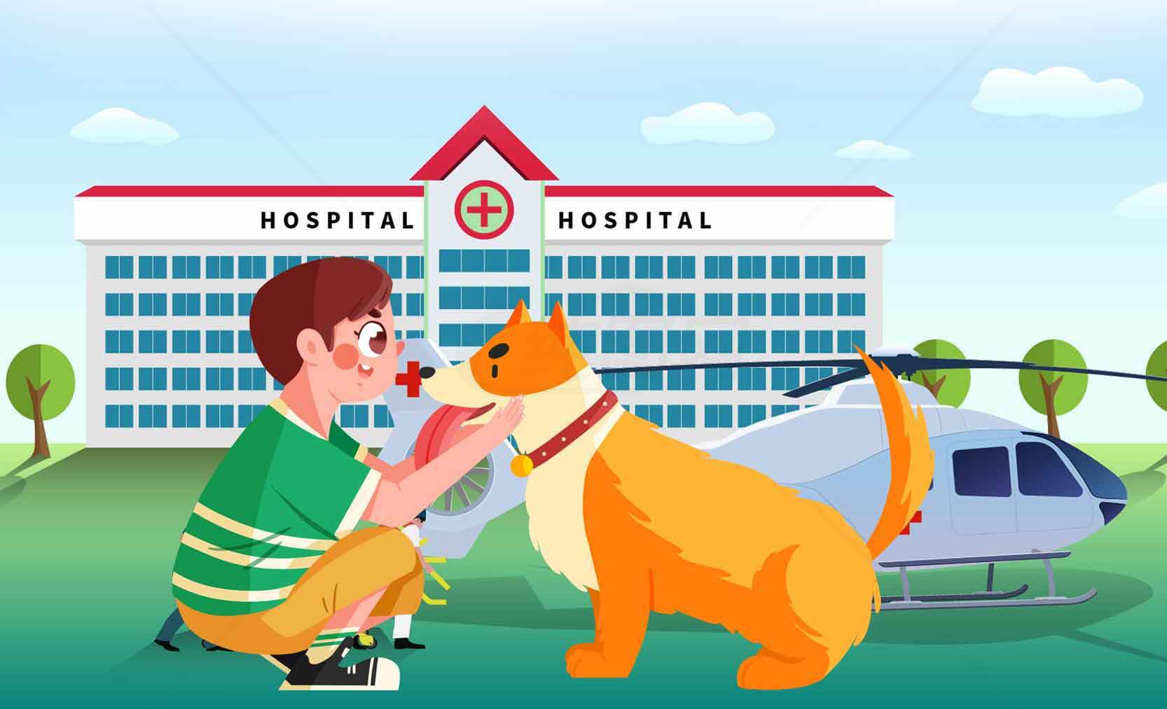宠物医院救援场景插画素材