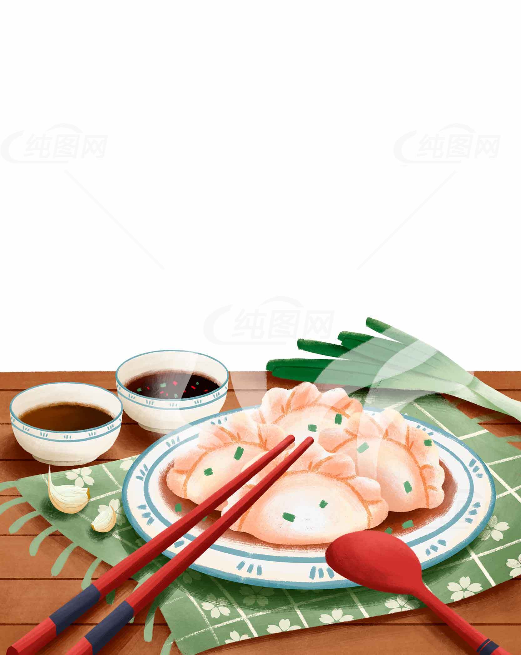 美味中式虾饺图片及传统餐具展示素材