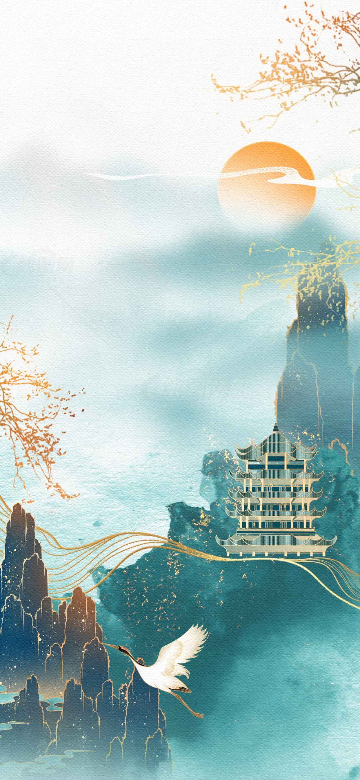 唯美中国风山水画壁纸高清下载素材