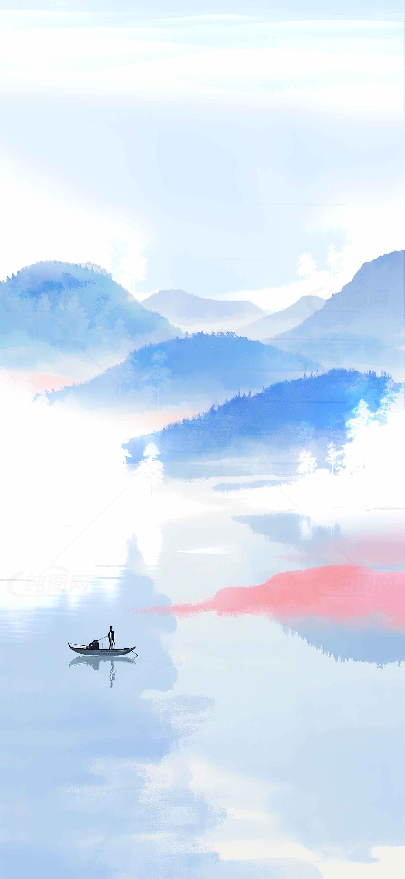 山水画意境唯美风景高清壁纸素材