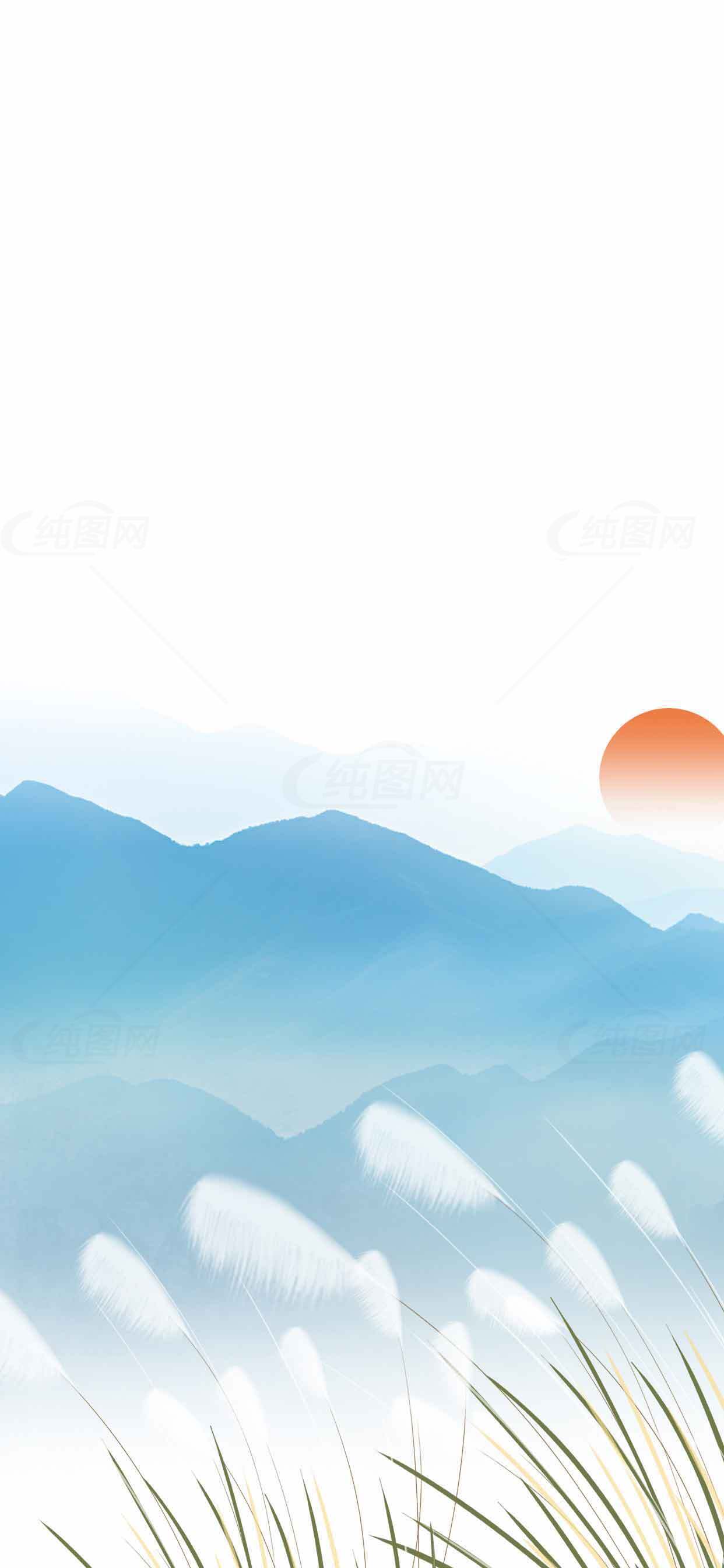高清唯美水墨山水画背景素材图片