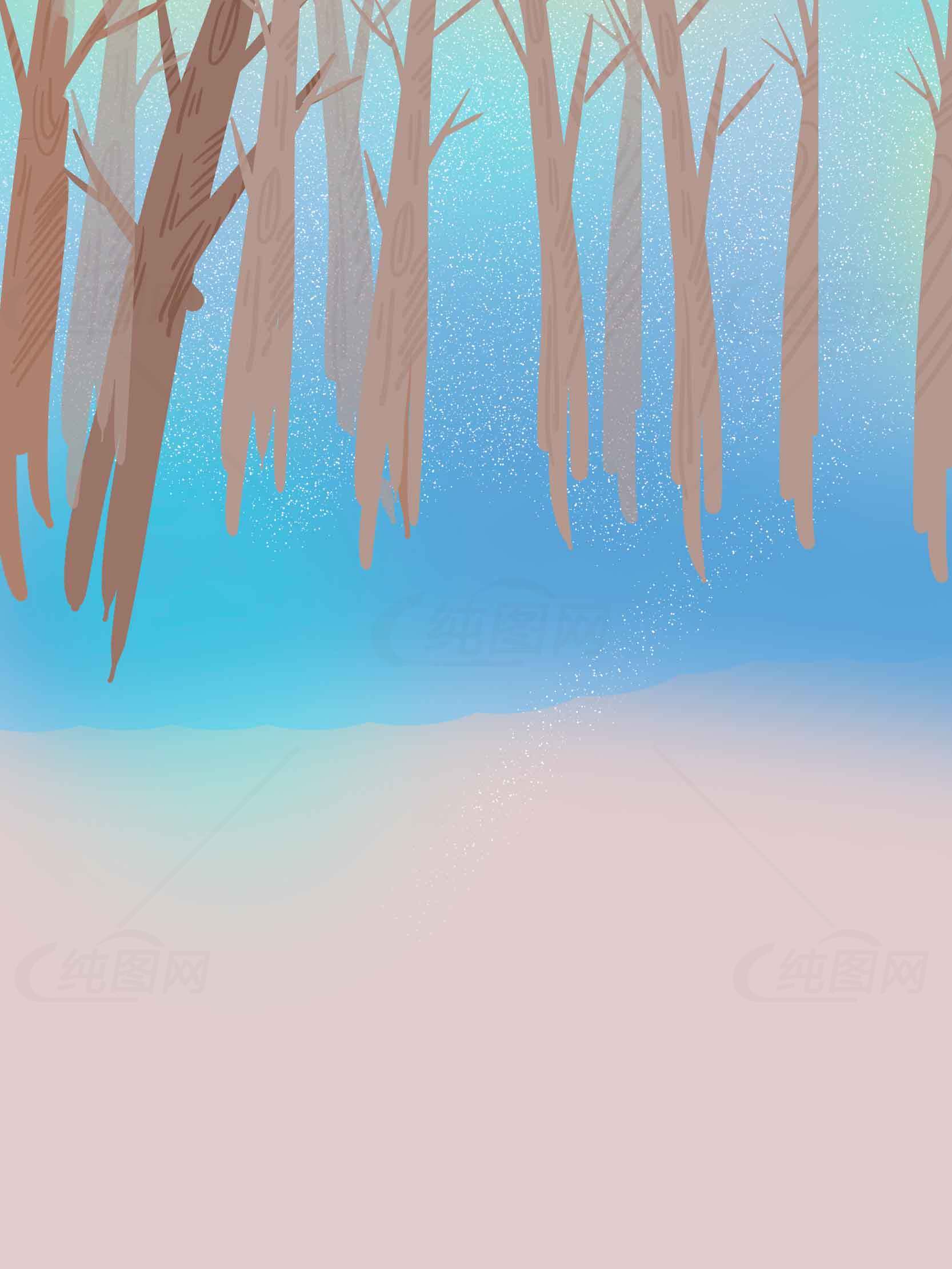 冬季森林梦幻背景插画素材