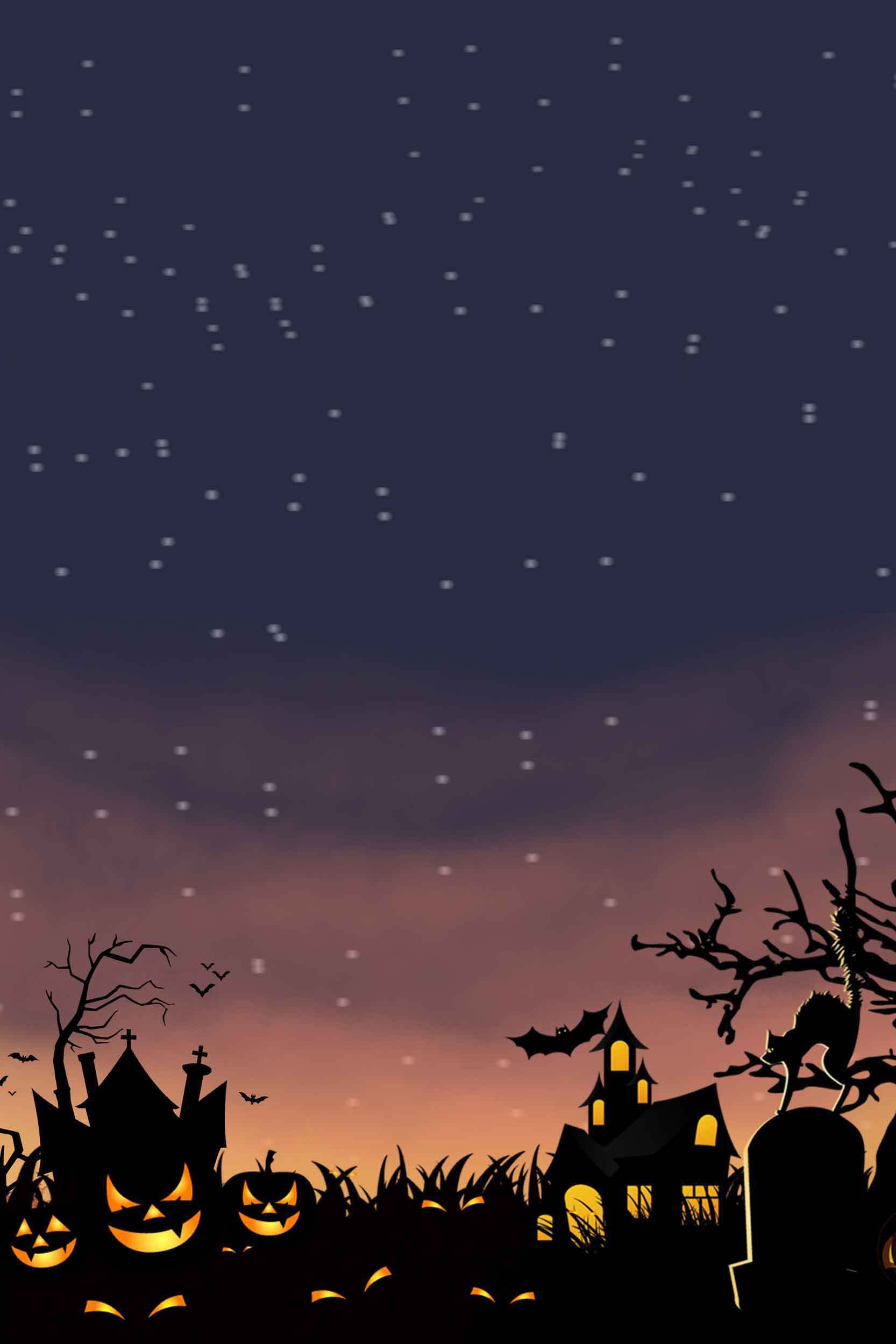 万圣节夜晚恐怖场景插画素材