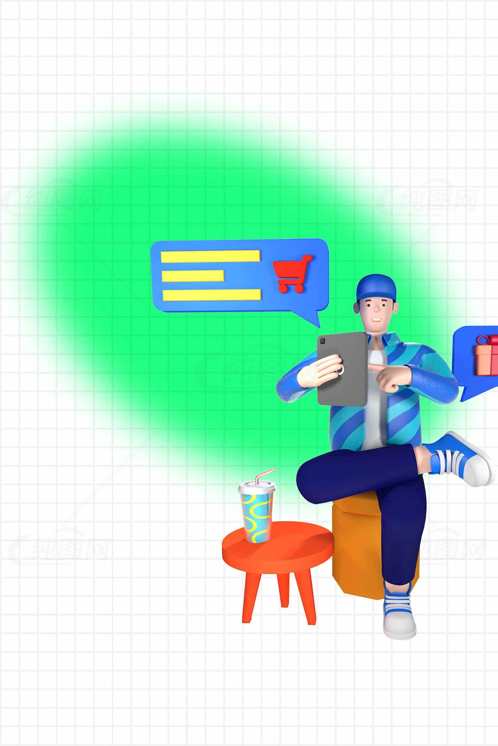 数字化购物与社交互动的现代生活场景素材