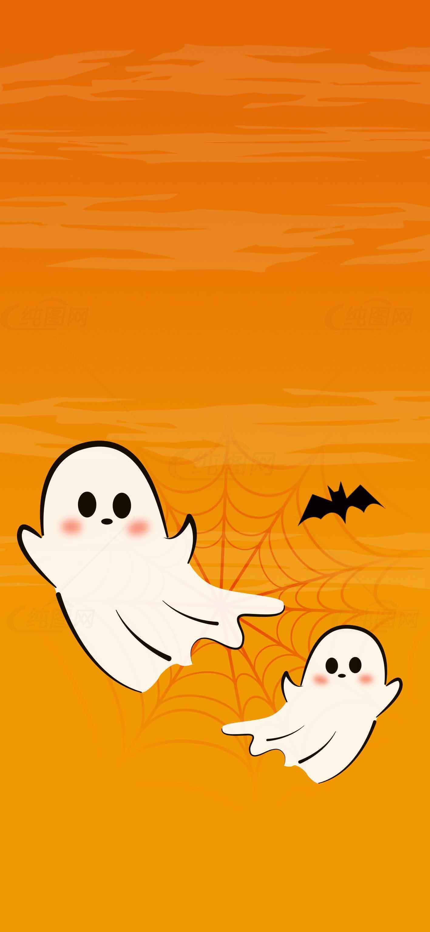 可爱万圣节幽灵插画背景图片素材