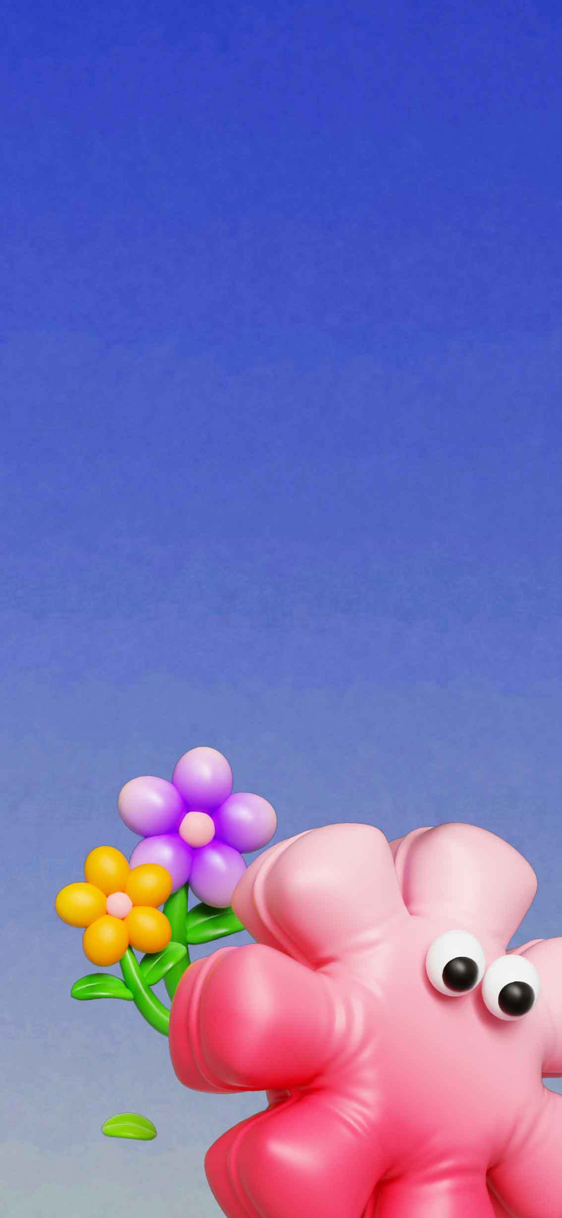 卡通花朵与蓝色背景创意设计图片素材