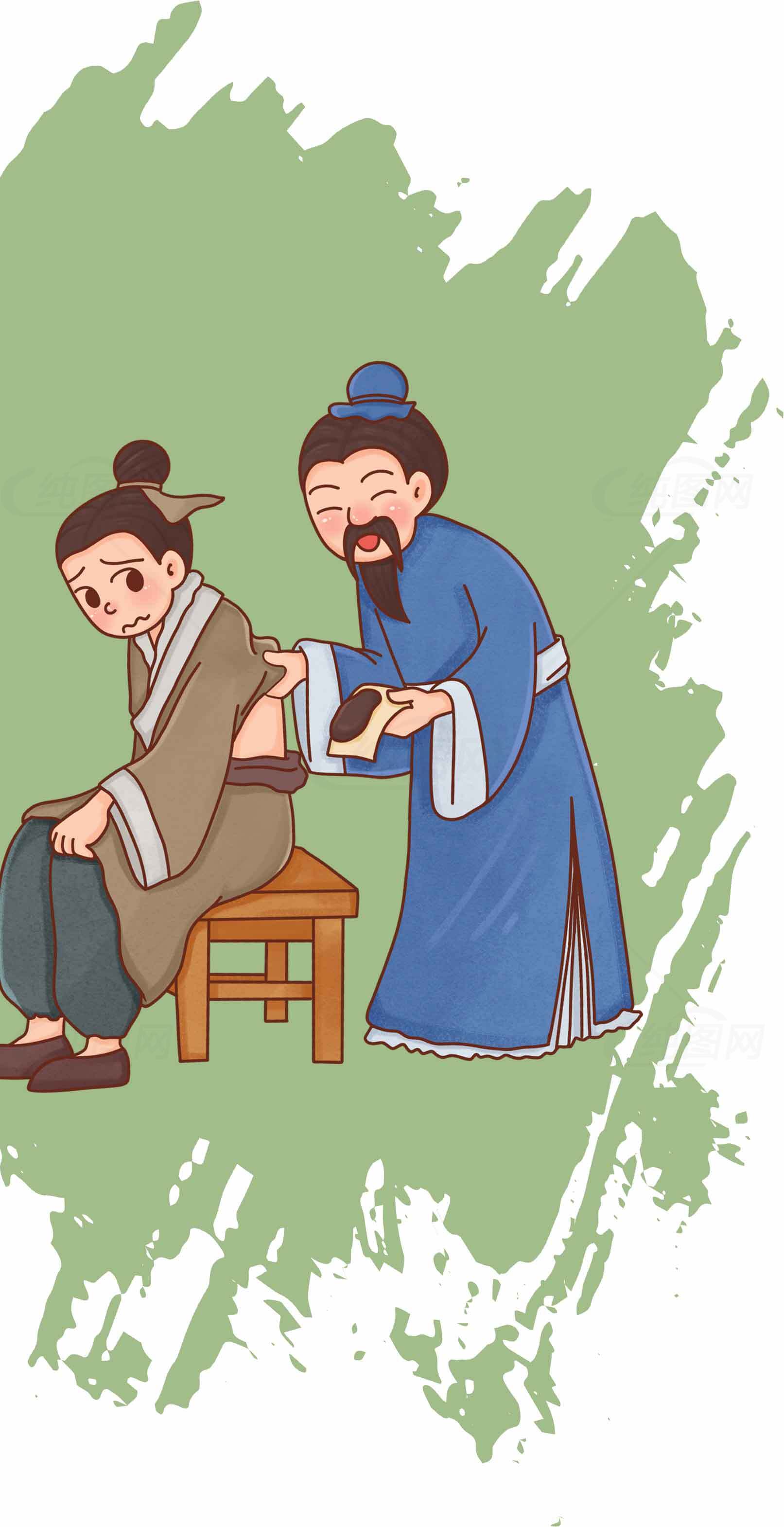 古代中医诊断场景插画素材