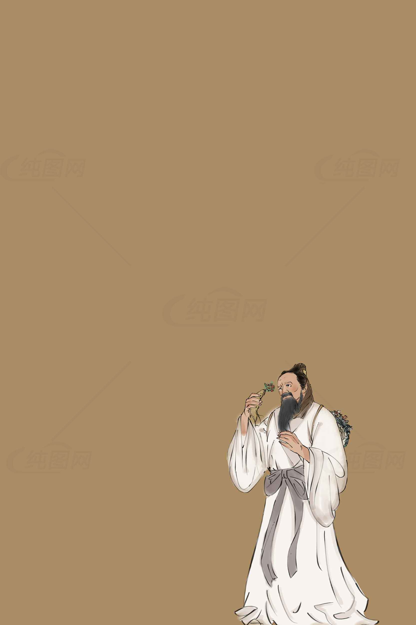 古代文人品茶插画背景图片素材