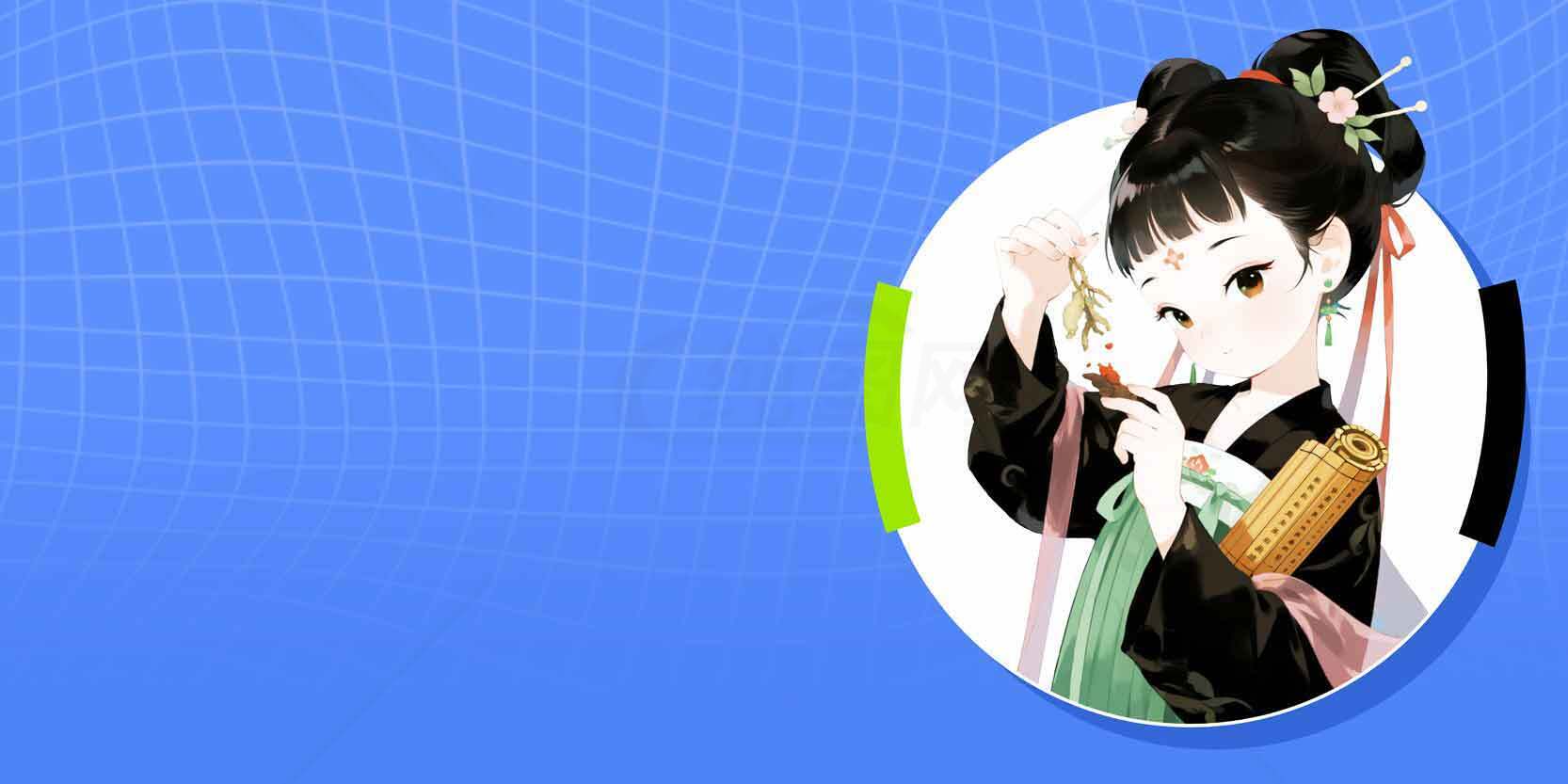 古风汉服少女背景设计素材