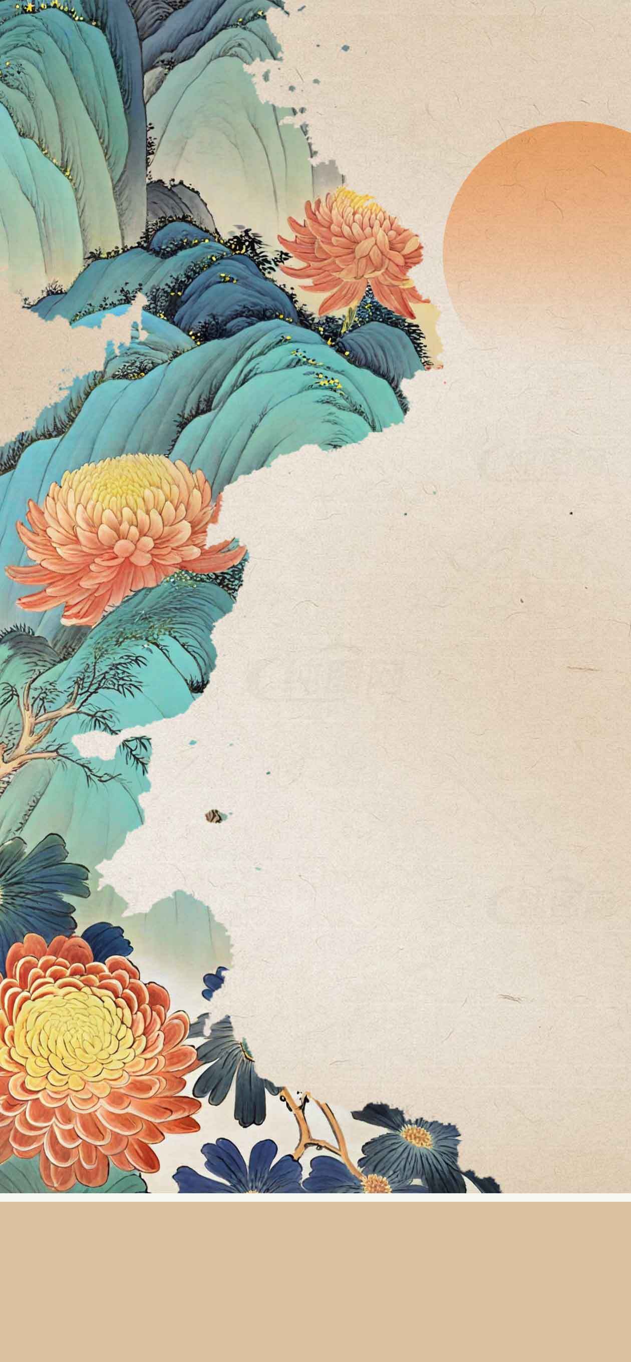 中国传统山水花卉背景图片素材
