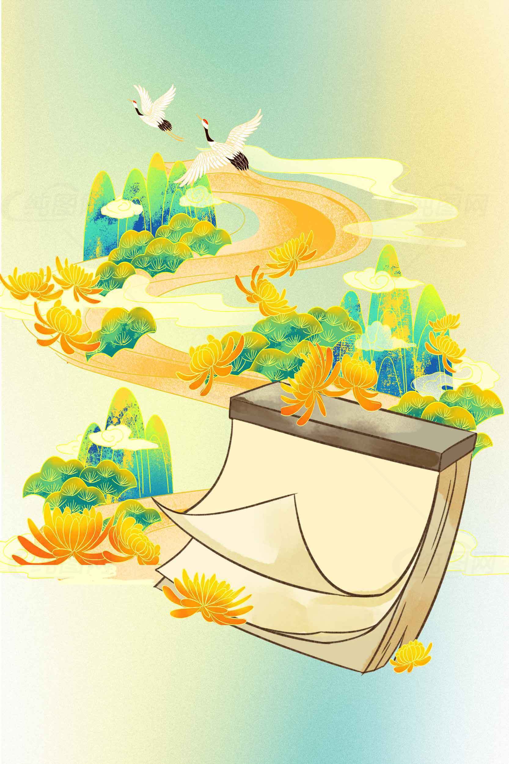 唯美中国风日历插画设计素材