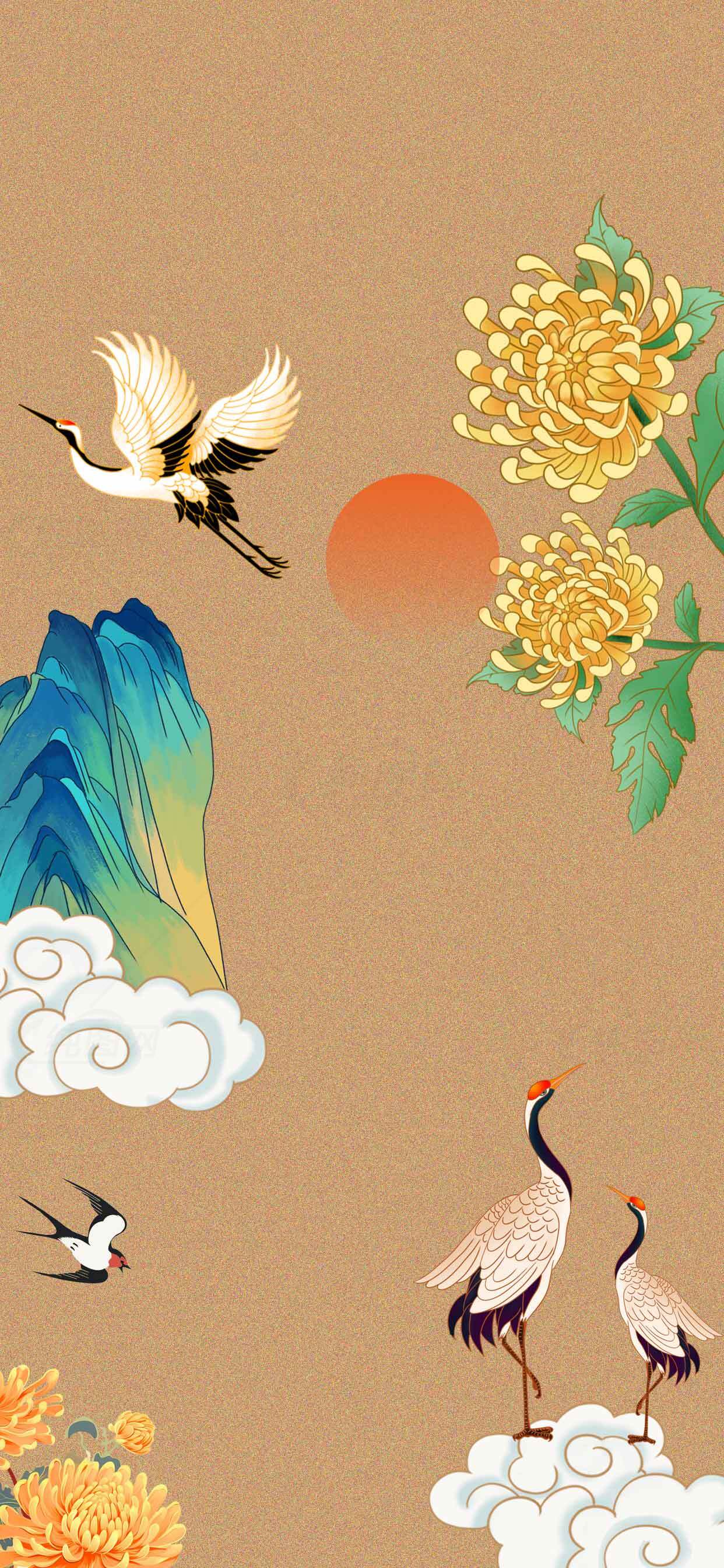 中国山水画风格传统背景图片下载素材