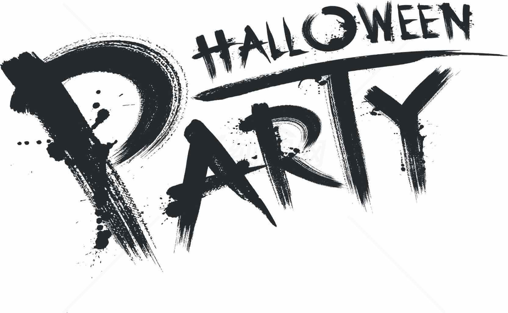 黑白风格万圣节派对海报设计素材