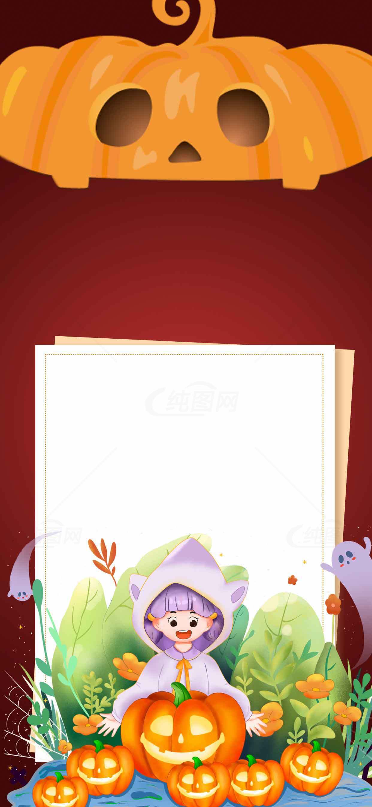 万圣节南瓜主题卡通背景图片素材