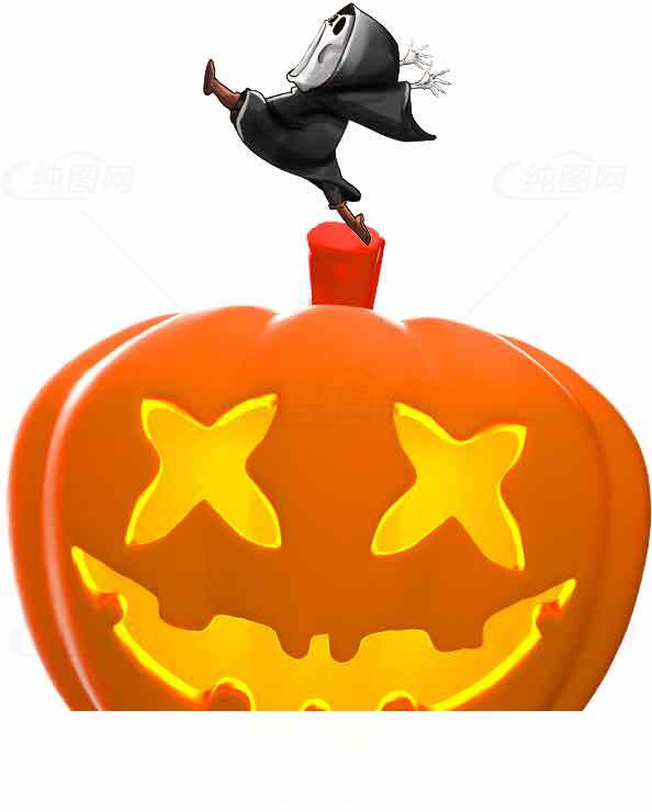 万圣节南瓜灯与幽灵装扮的趣味创意图片素材
